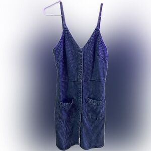 Denim Mini Dress with White Dots